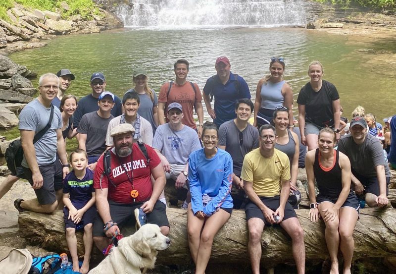 Some of the 2022 Research Conference attendees at Cascade Falls.