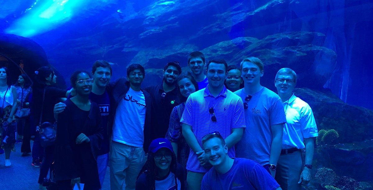 The aquarium at the world's largest mall, next to the world's tallest building, in Dubai. First row: Gelila Reta, Charlie Young. Second row: Katie Pearson, Brent Yantis, Andrew Coyle. Third row: Cat Piper, Ethan Wiliams, Sid Muralidhar, Rehan Ghani, Victoria Jones, Nick Clark, Reed Kennedy. Photos courtesy of Reed Kennedy