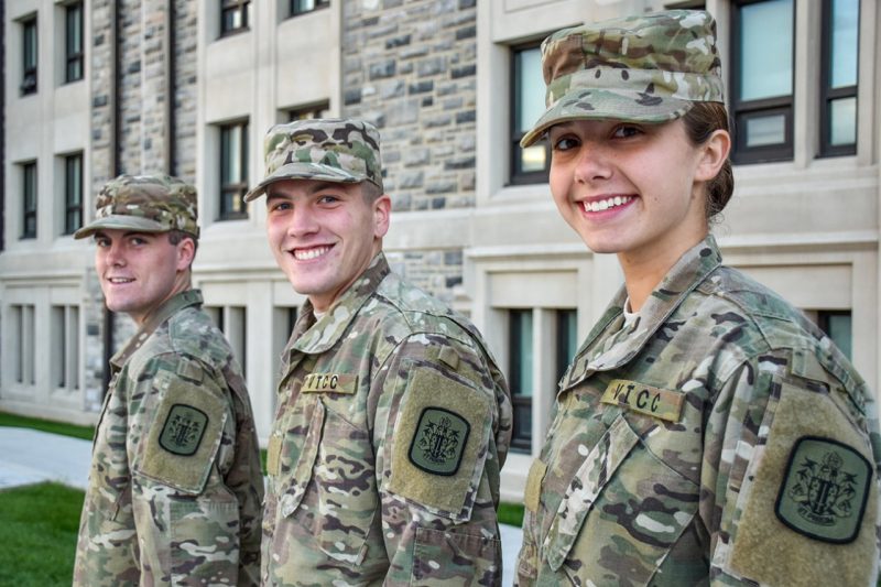 From left are Cadets Jacob Heil, Ian Donaher, and Megan Watkins .