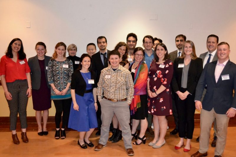 Group photo of most of the graduate students who received 2019 awards at the Graduate School awards dinner