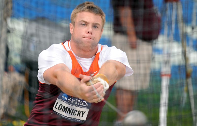 Marcel Lomnicky throwing the hammer at NCAAs