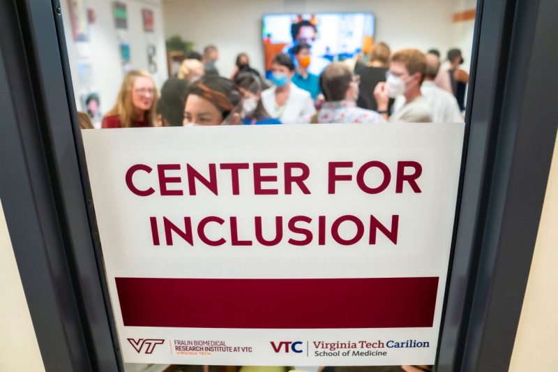 Students, faculty and staff gather within the Center for Inclusion at its official opening. 