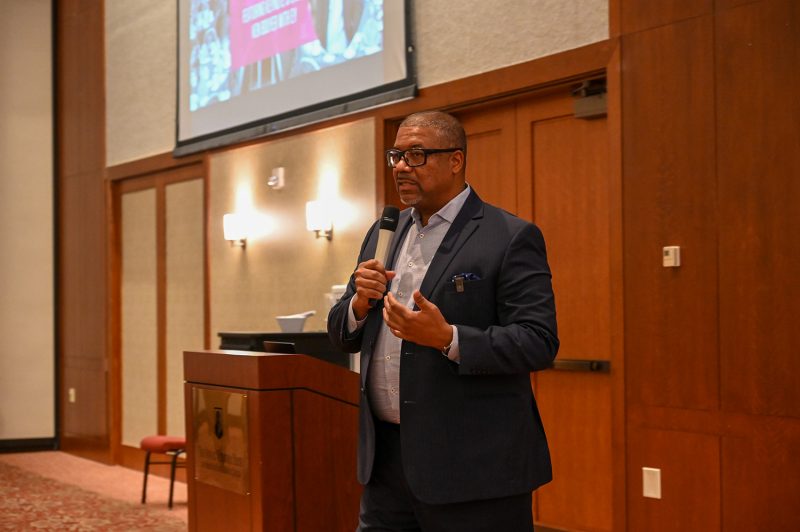 Ken Bouyer, the Americas diversity, equity and inclusion recruiting leader for Ernst & Young (EY), served as the keynote speaker at the 11th annual spring inclusion dinner, hosted by the Pamplin College of Business. Photo by A’me Dalton for Virginia Tech.