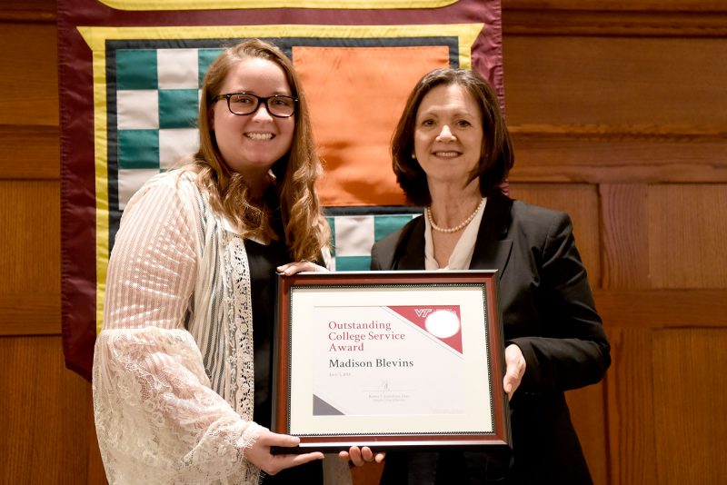 Madison Blevins  2018 Outstanding College Service Award
