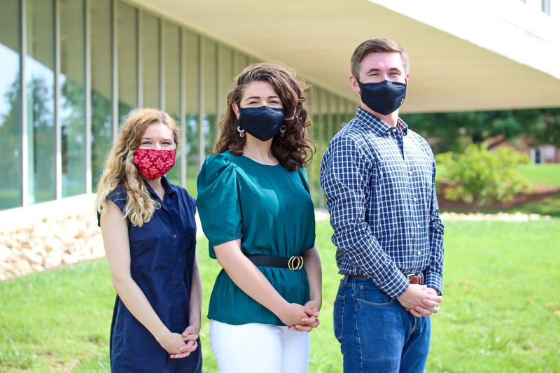 Erica Sullivan, Abby Morrison, and Billy Clarke of L.U.V. (Low Ultraviolet), one of 10 teams participating in the fall 2020 cohort of the Startup Hokies Accelerator. L.U.V. is a safe, fashionable and sustainable UPF 50+ lifestyle brand.
