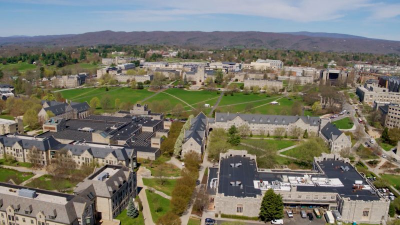 aerial view of Virginia Tech main campus